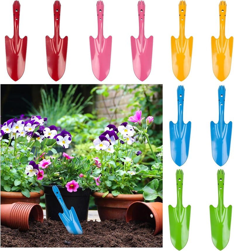 Newflager 10 Pack Mini Colorful Metal Hand Shovel, Kids Teens Adults Trowel Set Garden Tools for Flower Soil Planting Digging Transplanting (11 x 3 Inch) - Image 1